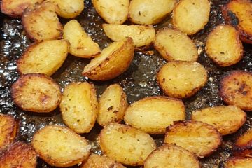 Greek style potatoes in a pan