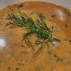 authentic hungarian soup in a bowl garnished with fresh dill