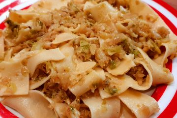 Hungarian Cabbage with Noodles on a plate