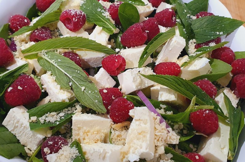 Walnut & Feta Salad with a Raspberry Vinaigrette