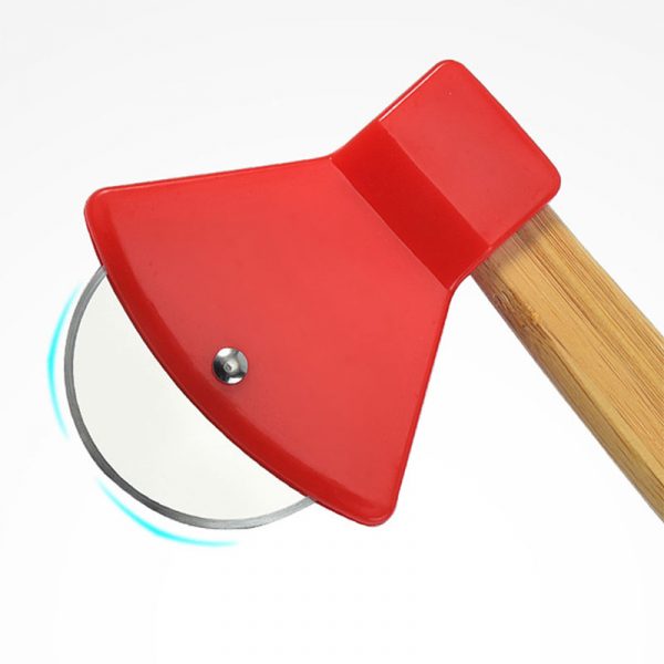 Bamboo Handle Axe Pizza Cutter red